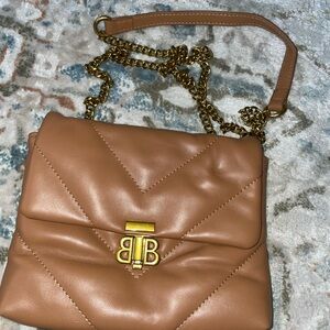 Vegan Leather Crossbody Bag with Gold Chain Strap